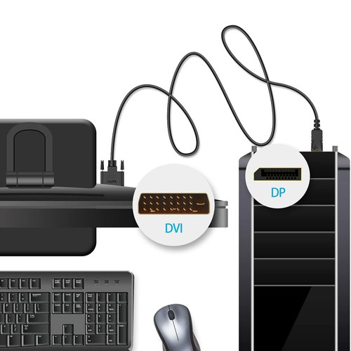 Displayport na kabel DVI wtyczka DP > DVI-D 24+1 wtyczka kabel adapter 1,8m PC - Zdjęcie 9 z 10