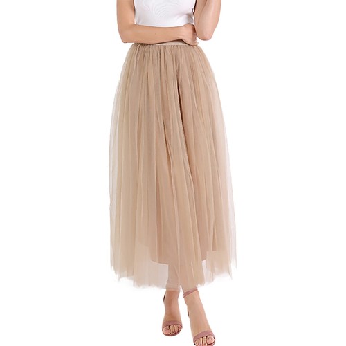 Women's Skirt Layered Mesh Ballet Prom Party Tulle Tutu A Line Midi Skirt - Foto 19 di 33