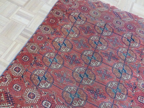 3'4 x 3'10 Hand Knotted Red Antique Fine Bokara Oriental Rug G15450 - Picture 4 of 12