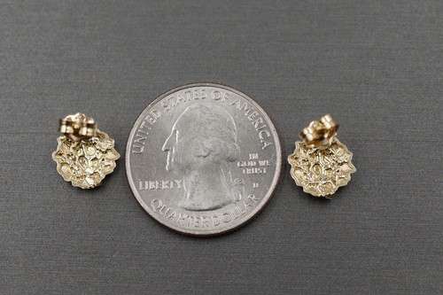 10 Karat einfarbiges Gelbgold Diamantschliff rundes Nugget Männer Frauen Kinder Ohrstecker. - Bild 3 von 7