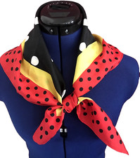 Bill Blass 100 Silk Scarf 27  x29" Square Hand Rolled VTG Black/yellow/Red