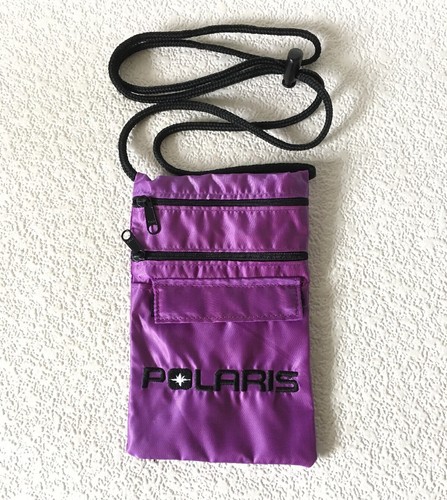 Vintage POLARIS Snowmobile Purple Pouch Cross Body Bag Wallet Purse Jacket Acc.