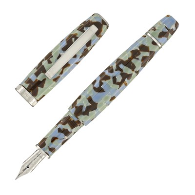 Scribo Feel Fountain Pen in Graniglia with Platinum Trim, Medium 14kt Flex Nib
