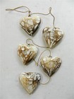Wooden Hanging Heart Wall Art - String of 5 Shabby Chic Hearts - Vintage White