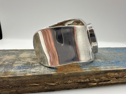 Vintage Sterling Silver Mexico 925 Bezel Set Lab OPAL Cuff Bracelet - Picture 6 of 9