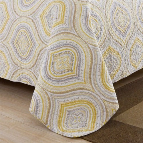 100% Cotton Embroidered Quilt/Bedspread Set Light Weight Cozy Queen Whole Year - Picture 3 of 7