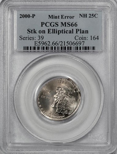 2000 PCGS MS66 Struck On Elliptical Planchet New Hampshire Quarter Mint Error - Picture 3 of 4