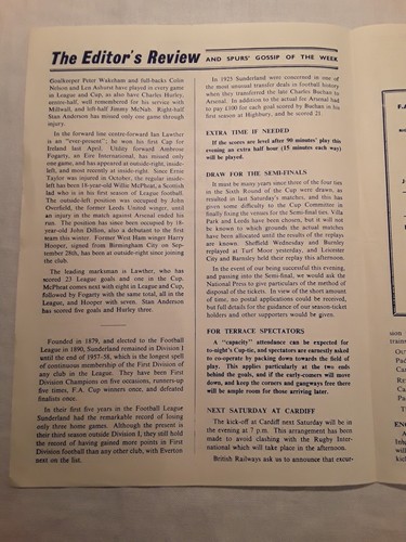 1961 WEDS MAR 8th TOTTENHAM HOTSPUR V SUNDERLAND CUP TIE FOOTBALL PROGRAM,EX CON - Picture 2 of 12