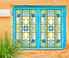 3D Flower Vine 140NAO Window Film Print Sticker Cling Stained Glass UV Block Fay