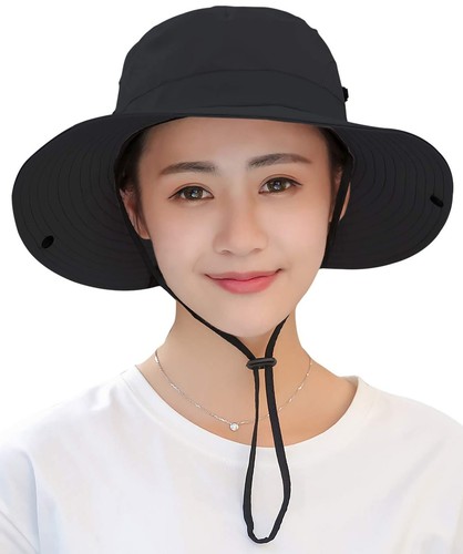 Womens Summer Sun-Hat Outdoor UV Protection Fishing Hat Wide Brim Foldable-Be... - Bild 4 von 6