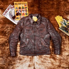 Vegetable Tanned Cowhide Mendoza Men's Slim Fit Vintage Genuine Leather Jacket