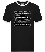 Never Underestimate A Glasgow Graduate - Mens Ringer - Uni Student Graduate