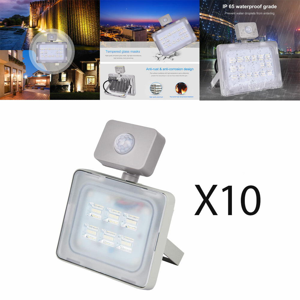 10x20W LED Fluter mit PIR Bewegungsmelder SMD Flutlicht Kaltweiß Aussenstrahler 10x20W LED Fluter mit PIR Bewegungsmelder SMD Flutlicht Kaltweiß Aussenstrahler