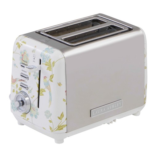 Laura Ashley Designer 2 Slice Toaster Elveden White Silver VQ & Bread Crumb Tray - Picture 1 of 4