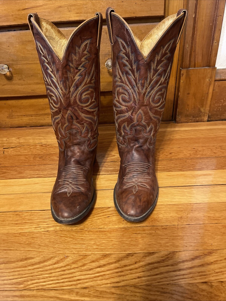 Justin Western Boots Chestnut Deerlite Leather Marbled Brown  display picture 1