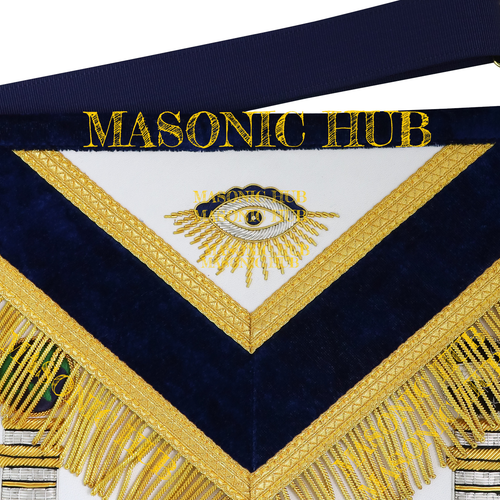 Freimaurer Meister Maurer Schürze handbestickt dunkelblau Samt - Freemason Regalia - Bild 3 von 7