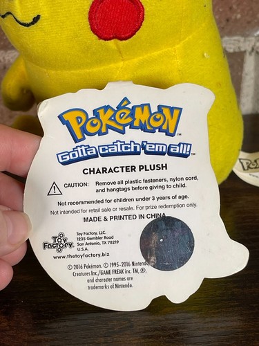Neu mit Etikett Pokémon Pikachu Plüschtier 7 Zoll 2016 Toy Factory, LLC. - Bild 3 von 9