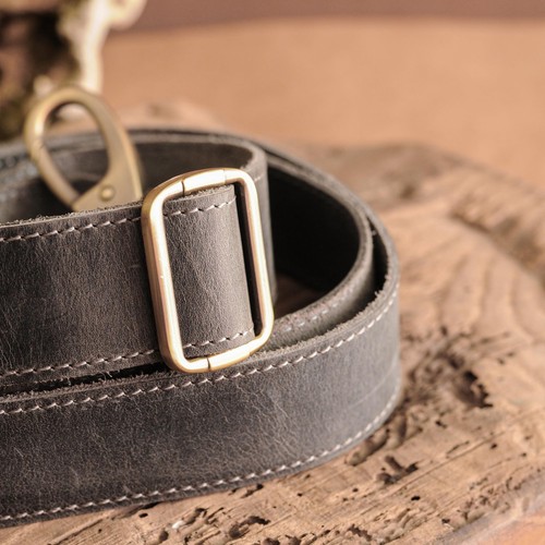 Genuine Leather Purse Strap with Swivel Clasps - Adjustable Dark Brown - Picture 6 of 8