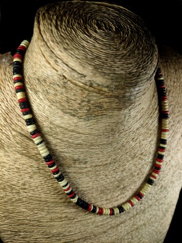 N2002 TIBETAN FASHION Ethnic BOLD Tribal Multicolored BONE Bead surfer NECKLACE - Picture 1 of 5