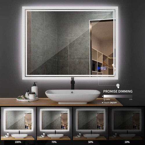 Espejo de baño iluminación LED espejo de pared táctil sin herrajes 50x70 60x80 70x90 cm DE - Imagen 7 de 23