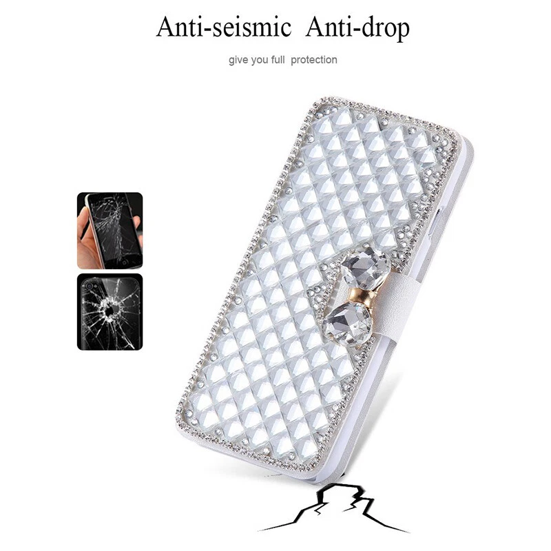For iPhone 15 Pro Max 14 13 12 11 XS XR 8 7 Luxury Diamond Bling Leather Case - Image 4 of 4