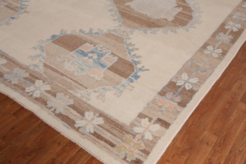 Vegetable Dye Authentic Oushak Turkish Rug 10x13 ft Handmade Wool Carpet - Picture 7 of 20