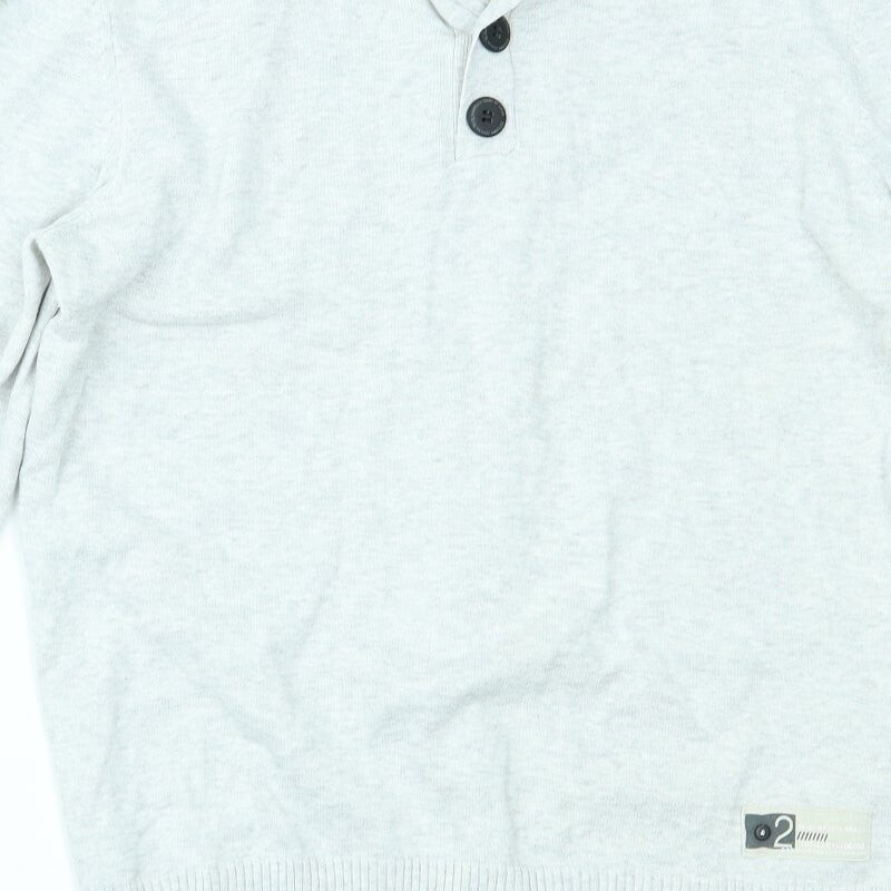 Peacocks Mens Grey Collared Cotton Blend Jumper Size M image 10
