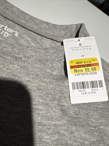 NWT Carter’s Size 8, Gray Hola Shirt - Picture 3 of 5