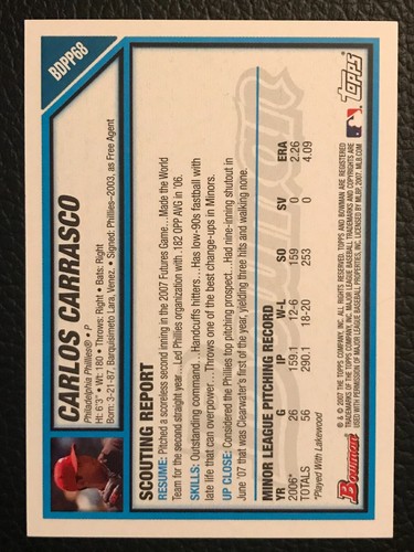 2007 Bowman Draft Picks & Prospects Baseball - - Pick A Card -#BDPP66 - #BDPP109 - Picture 10 of 78