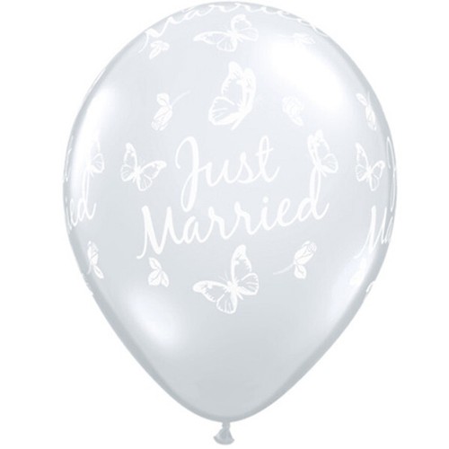 5 x PRINTED WEDDING THEMED LATEX 11" CRYSTAL CLEAR BALLOONS HEARTS BUTTERFLY ETC - Picture 3 of 4