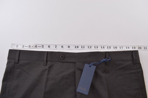 Pantalones de vestir Zanella nuevos con etiquetas talla 38 en lana marrón oscuro liso Devon  - Imagen 3 de 11