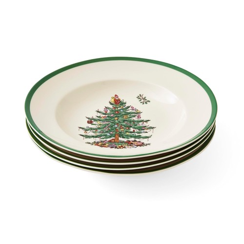 Set 4 ciotole zuppiera/pasta Spode albero di Natale 9" bordate apparentemente inutilizzate condizioni - Foto 1 di 4
