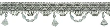 Beaded Fringe Trim with Gimp Header, Color# 049 - Silver Grey [3 Yards]