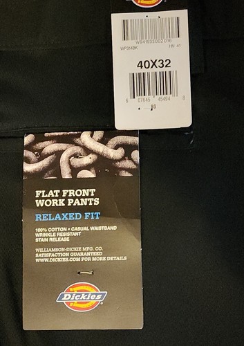 Men 40X32 Dickies 874 Work Pants Relaxed Fit Black Flat Front Uniform NWT Canada - Picture 2 of 5