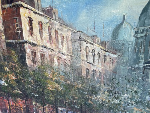 Vintage French Oil Painting Sacré-Cœur Basilica Church Montmartre Paris Street - Picture 8 of 11