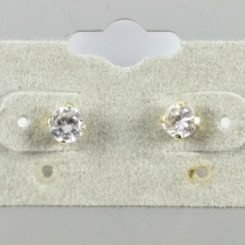 Nachlass Ohrstecker 14 Karat Gelbgold 4 mm funkelnder klarer Stein - Bild 1 von 3