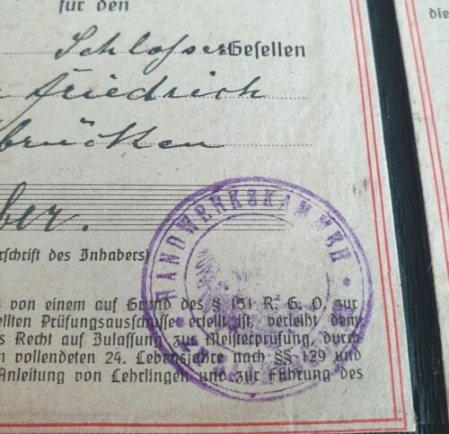 Weimar Republic Guild of Mechanics Membership Card-Saarbrucken Resident 1916-20 - Picture 5 of 11