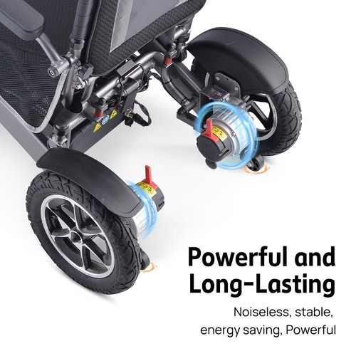 Electric Wheelchair Folding Lithium Power Motorised Foldable Headrest & Basket - Picture 12 of 20