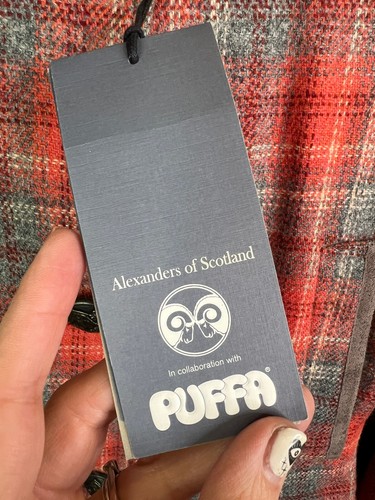 Alexanders Of Scotland Puffa Jacket Coat Size Small Red Grey Checked Tweed - Picture 5 of 10