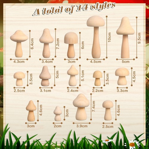 40 Pcs Unfinished Wooden Mushroom Mini Mushroom Figures for DIY Crafts Projects - Picture 7 of 7