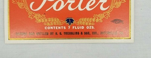 VINTAGE "Yuengling Porter" Unused 7oz. Bottle Labels Union Made Potterville,PA. - Picture 6 of 6