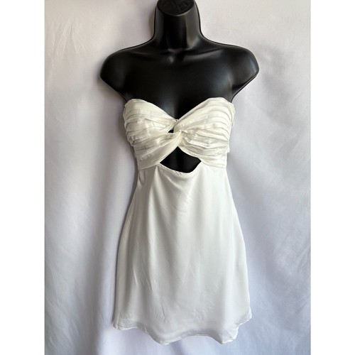 Prinzessin Polly Shellie Minikleid weiß neu Satin vorne zum Binden Größe 6 Braut Sommer - Bild 2 von 13
