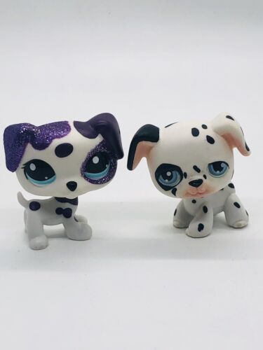Littlest Pet Shop LPS #2136 Dalmata viola glitter occhi blu e #44 nero bianco - Foto 5 di 10