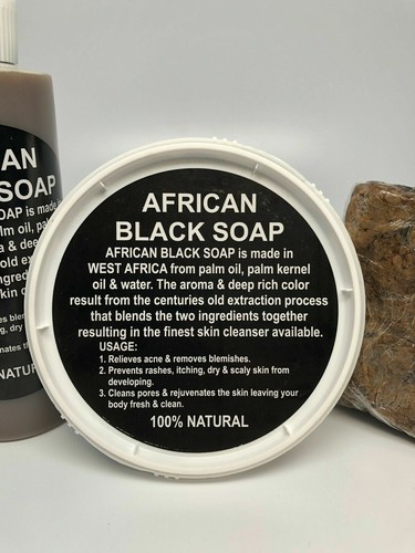 Raw African Black Soap Liquid Paste - Pure Natural Organic Body 3PC BUNDLE SET - Picture 8 of 11