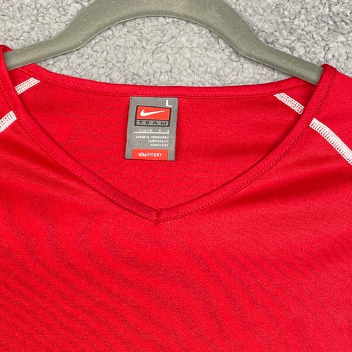 Nike Team Fit Dry Long Sleeve Athletic Shirt Mens Performance Red Size Large - Picture 9 of 15