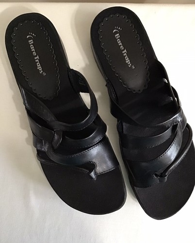 BARE TRAPS "OUTDO" Black Leather Toe Post Sandals - Size 9 1/2M - NEW - Picture 10 of 10