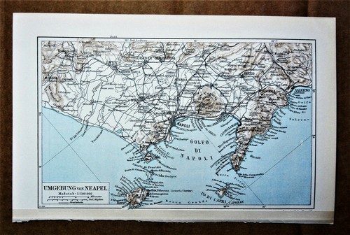 1898 Antica Geotopografia Colori:TOPOGRAFICA DI NAPOLI E DINTORNI-NEAPLES.MEYERS - Imagen 2 de 2
