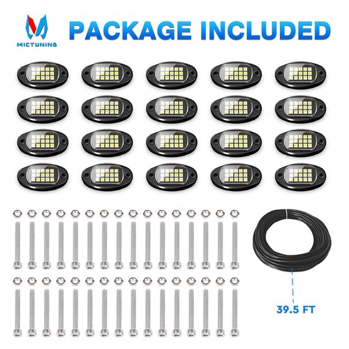 12-24 cápsulas luces LED de roca blancas puras lámparas debajo de la carrocería del automóvil y cable de extensión de 39,5 pies - Imagen 2 de 58