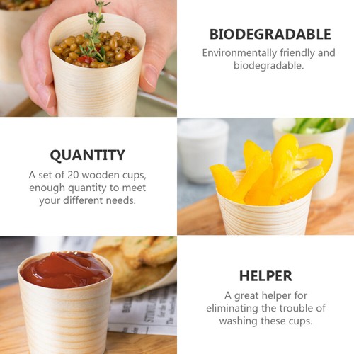 Wooden Water Cups Outdoor Tableware Biodegradable Party Cups Wooden Tea Cup - Picture 10 of 12