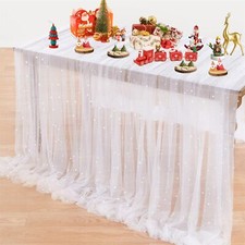 Pearl Tulle Tablecloth 10ft Wedding Table Runner for Bridal or Sweetheart Decor